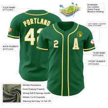 Load image into Gallery viewer, Custom Kelly Green White-Yellow Authentic Baseball Jersey