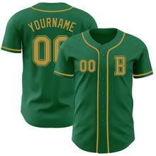 Load image into Gallery viewer, Custom Kelly Green Old Gold Authentic Baseball Jersey