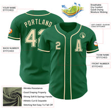 Load image into Gallery viewer, Custom Kelly Green Cream Authentic Baseball Jersey