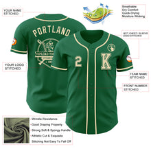 Load image into Gallery viewer, Custom Kelly Green Cream Authentic Baseball Jersey