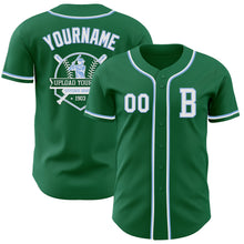 Load image into Gallery viewer, Custom Kelly Green White-Light Blue Authentic Baseball Jersey