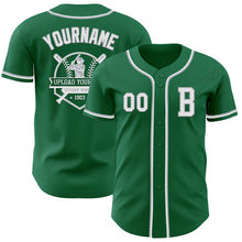Load image into Gallery viewer, Custom Kelly Green White-Gray Authentic Baseball Jersey