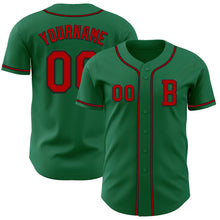 Load image into Gallery viewer, Custom Kelly Green Red-Black Authentic Baseball Jersey