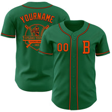 Load image into Gallery viewer, Custom Kelly Green Orange-Black Authentic Baseball Jersey