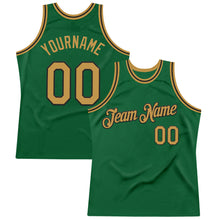 Load image into Gallery viewer, Custom Kelly Green Old Gold-Black Authentic Throwback Basketball Jersey