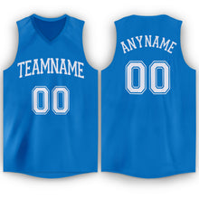 Load image into Gallery viewer, Custom Blue White V-Neck Basketball Jersey