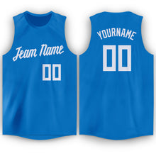 Load image into Gallery viewer, Custom Blue White Round Neck Basketball Jersey