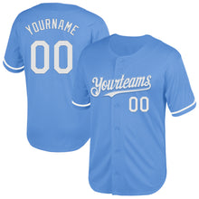 Load image into Gallery viewer, Custom Light Blue White Mesh Authentic Throwback Baseball Jersey