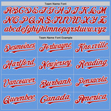 Load image into Gallery viewer, Custom Light Blue Red-White Mesh Authentic Throwback Baseball Jersey
