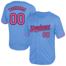 Load image into Gallery viewer, Custom Light Blue Pink-Black Mesh Authentic Throwback Baseball Jersey