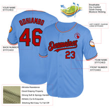 Load image into Gallery viewer, Custom Light Blue Red-Black Mesh Authentic Throwback Baseball Jersey
