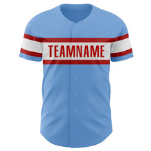 Load image into Gallery viewer, Custom Light Blue Red-White Authentic Baseball Jersey