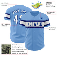 Load image into Gallery viewer, Custom Light Blue White-Royal Authentic Baseball Jersey