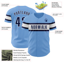 Load image into Gallery viewer, Custom Light Blue Navy-White Authentic Baseball Jersey