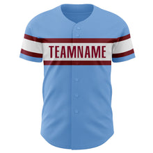 Load image into Gallery viewer, Custom Light Blue Maroon-White Authentic Baseball Jersey
