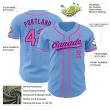 Load image into Gallery viewer, Custom Light Blue Pink-Purple Authentic Baseball Jersey