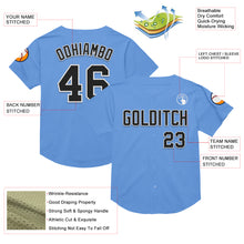 Load image into Gallery viewer, Custom Light Blue Black-White Mesh Authentic Throwback Baseball Jersey