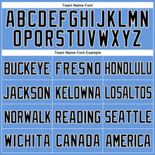 Load image into Gallery viewer, Custom Light Blue Black-White Mesh Authentic Throwback Baseball Jersey