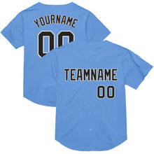 Load image into Gallery viewer, Custom Light Blue Black-White Mesh Authentic Throwback Baseball Jersey