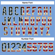 Load image into Gallery viewer, Custom Light Blue Vintage USA Flag Cream-Navy Hockey Lace Neck Jersey