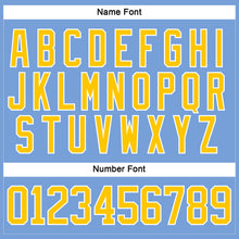 Load image into Gallery viewer, Custom Light Blue Yellow-White Hockey Lace Neck Jersey