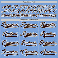 Load image into Gallery viewer, Custom Light Blue Brown-White Hockey Lace Neck Jersey