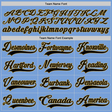 Load image into Gallery viewer, Custom Light Blue Black-Old Gold Hockey Lace Neck Jersey