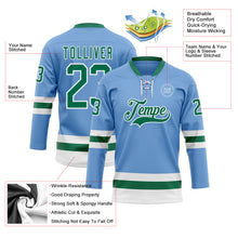 Load image into Gallery viewer, Custom Light Blue Kelly Green-White Hockey Lace Neck Jersey