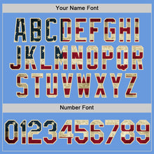 Load image into Gallery viewer, Custom Light Blue Vintage USA Flag Cream-Red Authentic Throwback Baseball Jersey