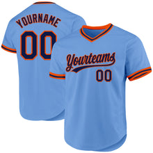 Load image into Gallery viewer, Custom Light Blue Navy-Orange Authentic Throwback Baseball Jersey