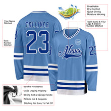 Load image into Gallery viewer, Custom Light Blue Royal-White Hockey Jersey