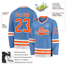 Load image into Gallery viewer, Custom Light Blue Orange-White Hockey Jersey
