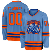 Load image into Gallery viewer, Custom Light Blue Orange-Royal Hockey Jersey
