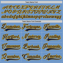 Load image into Gallery viewer, Custom Light Blue Navy-Gold Hockey Jersey