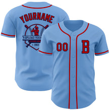 Load image into Gallery viewer, Custom Light Blue Red-Navy Authentic Baseball Jersey