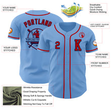 Load image into Gallery viewer, Custom Light Blue Red-Navy Authentic Baseball Jersey