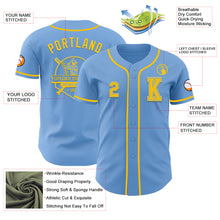 Load image into Gallery viewer, Custom Light Blue Yellow Authentic Baseball Jersey