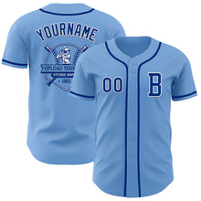 Load image into Gallery viewer, Custom Light Blue Royal-White Authentic Baseball Jersey