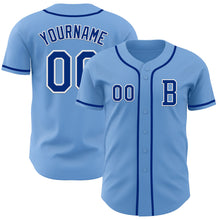 Load image into Gallery viewer, Custom Light Blue Royal-White Authentic Baseball Jersey