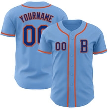 Load image into Gallery viewer, Custom Light Blue Royal-Orange Authentic Baseball Jersey
