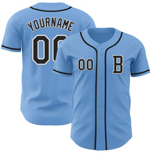 Load image into Gallery viewer, Custom Light Blue Black-White Authentic Baseball Jersey