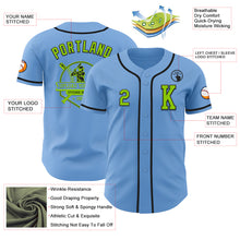 Load image into Gallery viewer, Custom Light Blue Neon Green-Black Authentic Baseball Jersey