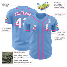Load image into Gallery viewer, Custom Light Blue White-Pink Authentic Baseball Jersey
