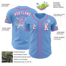 Load image into Gallery viewer, Custom Light Blue White-Pink Authentic Baseball Jersey