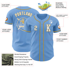 Load image into Gallery viewer, Custom Light Blue White-Old Gold Authentic Baseball Jersey