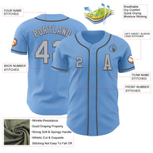 Load image into Gallery viewer, Custom Light Blue Gray-Steel Gray Authentic Baseball Jersey