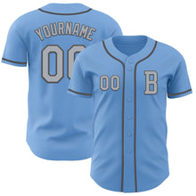 Load image into Gallery viewer, Custom Light Blue Gray-Steel Gray Authentic Baseball Jersey
