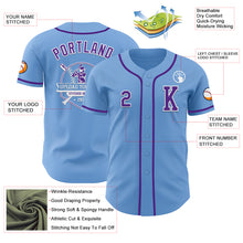 Load image into Gallery viewer, Custom Light Blue Purple-White Authentic Baseball Jersey