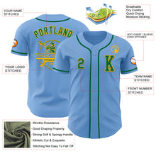 Load image into Gallery viewer, Custom Light Blue Kelly Green-Gold Authentic Baseball Jersey