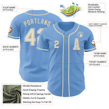 Load image into Gallery viewer, Custom Light Blue Cream Authentic Baseball Jersey